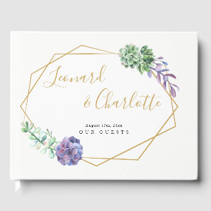 Visitas Suculentos Roxos Livro de Convidados de Casamento