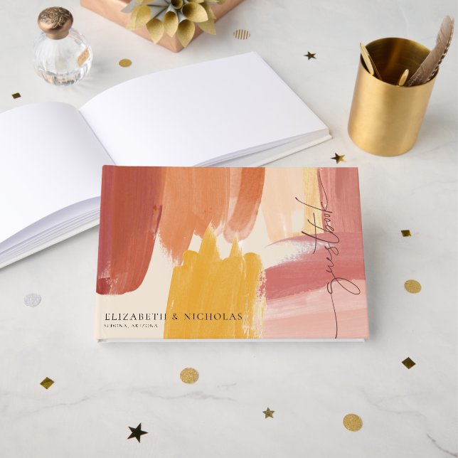 Visitas Terracotta Sunrise | Livro de Registro de Casament (Frente aberta)