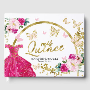 Visitas Vestido de Borboleta Rosa Quinceanera Livro de Vis