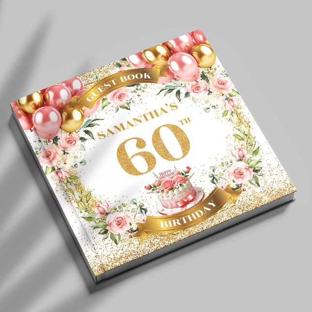Visitas Whimsical Boho 60º Aniversário Livro de Convidados (Whimsical Boho 60th Birthday Guest Book Floral Art

)