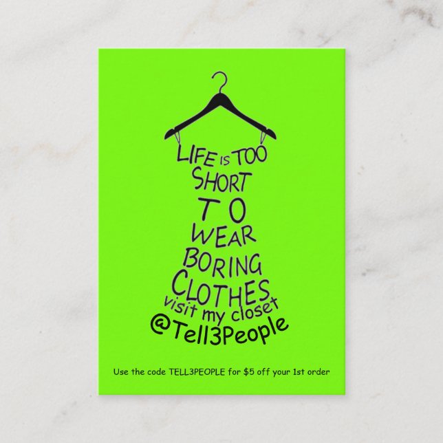 Visite minha roupa de Cartão de visita de armário  (Frente)