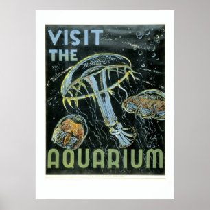 Visite o aquário - o poster de WPA -