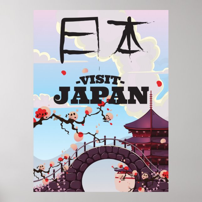 Visite o poster de viagens retrô do Japão. (Frente)