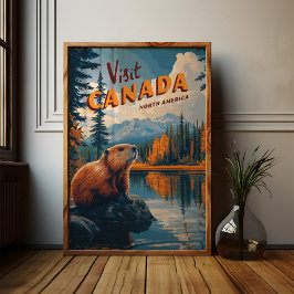 Visite o Poster do castor do Canadá - Arte Viagens