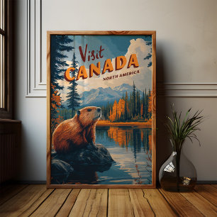 Visite o Poster do castor do Canadá - Arte Viagens