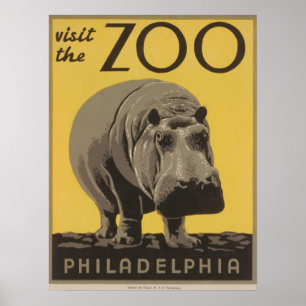 Visite o Poster do Zoo Philadelphia Vintage WPA