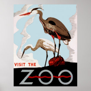 Visite O Poster vintage Zoo WPA