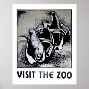 Visite o zoológico - Vintage WPA Poster com pingui