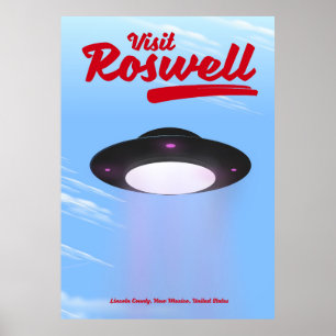 Visite Roswell OFO Cor do poster vintage