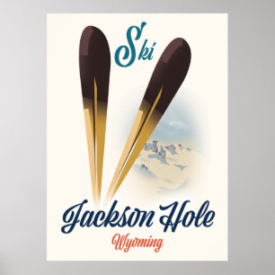 Visite Wyoming! Jackson Hole para esquiar poster d