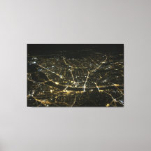 Vista Aérea NoiteLuzes Em Arte De Canvas