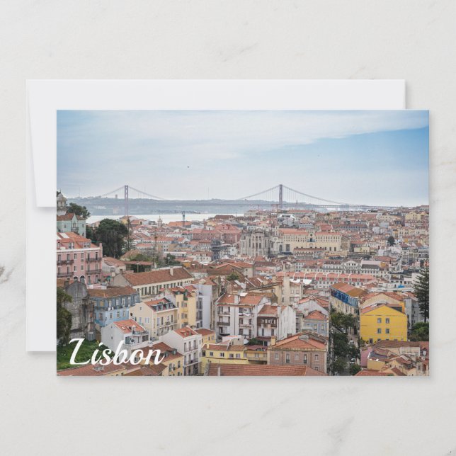 Vista da antiga cidade de Lisboa e 25 da ponte de  (Frente)