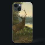 Vista de trás de Elk Olhando sobre um lago<br><div class="desc">Você mora longe da natureza? Esta bela e,  no entanto,  clássica dá uma impressão de paz e as cores da alce são precisas,  o que torna esta imagem muito realista. Obtenha esta arte estilizada da natureza em seus produtos favoritos!</div>