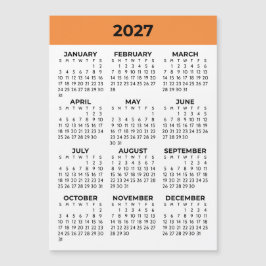 Vista do Ano Completo 2027 Calendário Magnético Ta