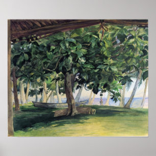 "Vista do impressão de John LaFarge da cabana" -
