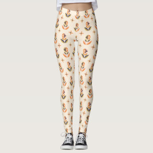 Vista frontal e traseira de leggings 