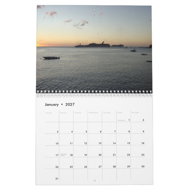 Vistas do calendário de Dominica (Jan 2027)