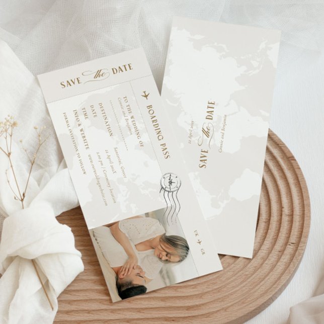 Visto de Embarque Salvar a Data Convite (Criador carregado)