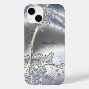 Visual floral de metal prateado elegante e sofisti
