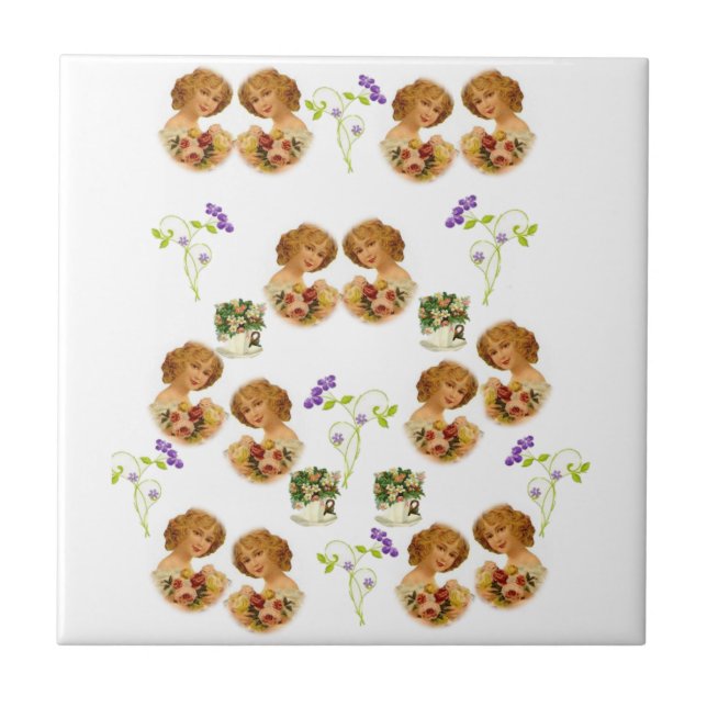 Vitoriano branco Azulejo cerâmico (Frente)