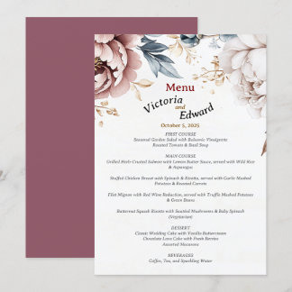 Vitoriano Peony Luxe Menu Cartão 5"x7"