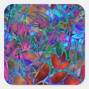 Vitral abstrato floral da etiqueta