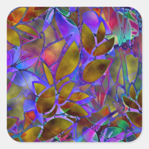 Vitral abstrato floral da etiqueta