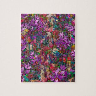 Vitral abstrato floral do quebra-cabeça