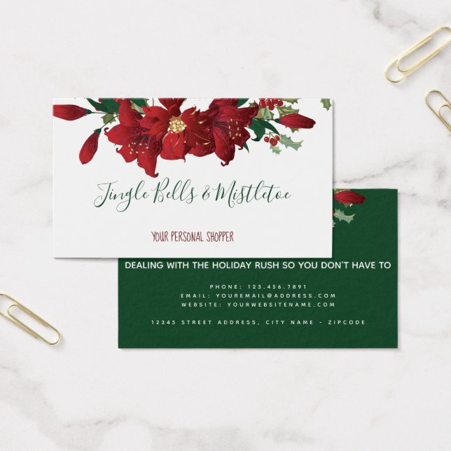 Vitrine de Compras de Natal de Poinsettia Vermelha (Escritótio)