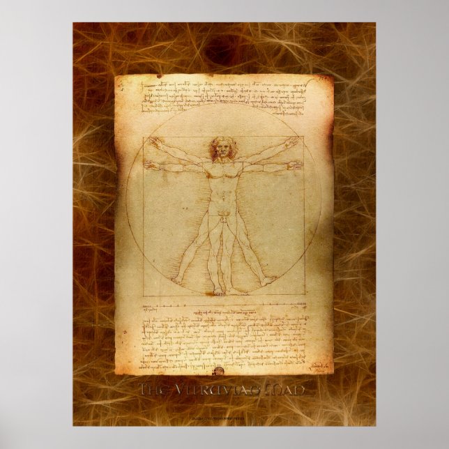 VITRUVIAN MAN Leonardo Da Vinci Poster de Arte (Frente)