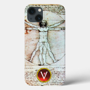 VITRUVIAN MAN PAPEL ANTIGO Vermelho Ruby Monograma
