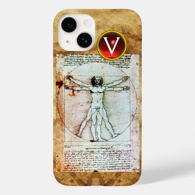 VITRUVIAN MAN PAPEL ANTIGO Vermelho Ruby Monograma (Verso)