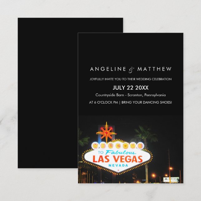 Viva Las Vegas Convite Para Casamento De Destino (Frente/Verso)