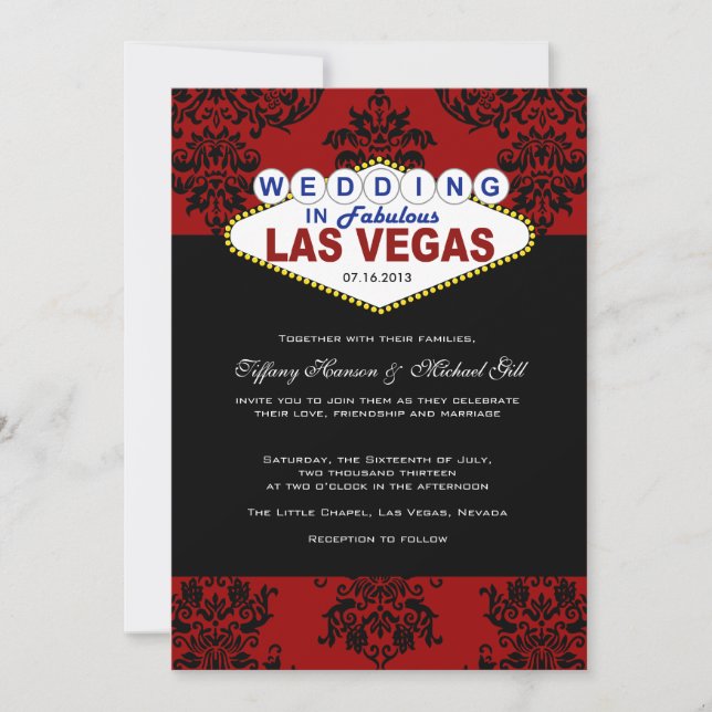 Viva Las Vegas que Wedding o convite (Frente)