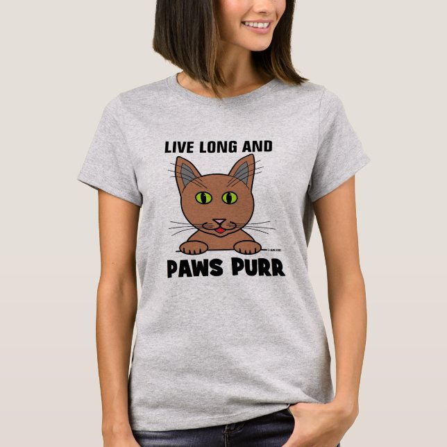 Viva Longo e PAWS PURR Camiseta Divertida de Gato (Frente)