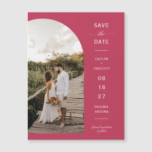 Viva Magenta Arc Photo Save the Date Magnetic Card
