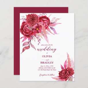 Viva magenta burgundy rosa flores convite