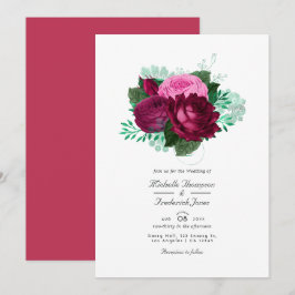 Viva Magenta Convite Floral Para Casamento