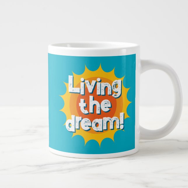 Vivendo o sonho! presente de caneca de café grande (Direita)