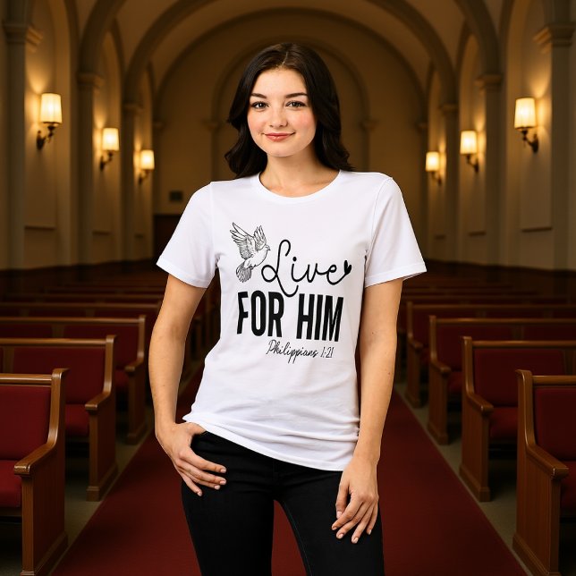 Viver por Ele Filipenses 1:21 Camiseta do Pombo (Criador carregado)