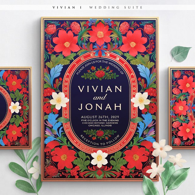 VIVIAN I - Convite Floral Colorido (Vivian I Wedding Invitation)