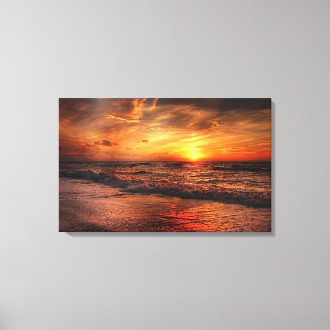 Vivid Orange Beach Sunset Canvas (Frente)