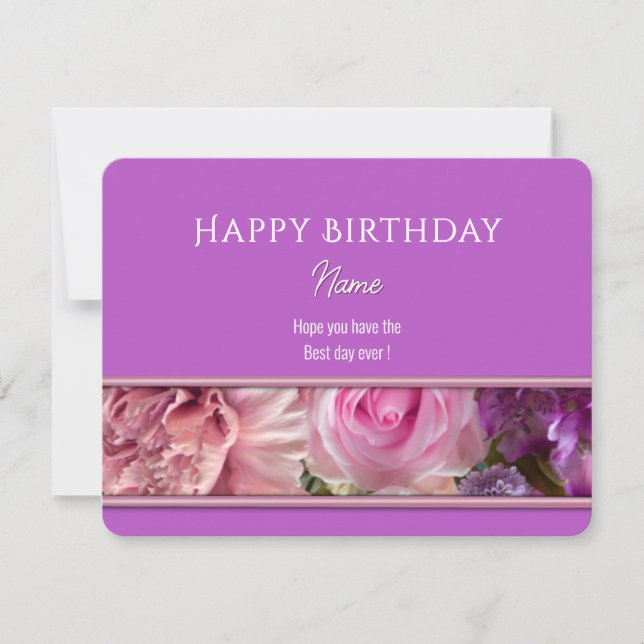 Vivid Orchid Happy Birthday Greeting Card (Frente)