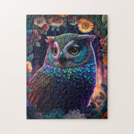 Vivid Rainbow Owl Art Quebra-cabeça
