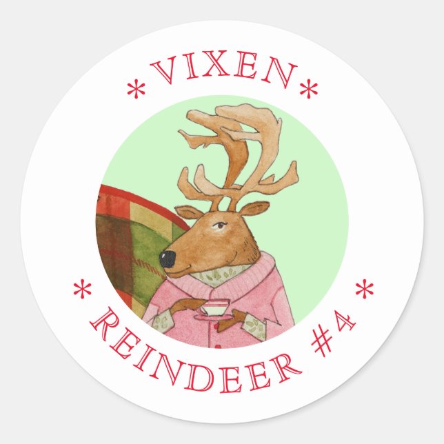 VIXEN REINDEER Pequenos Autocolantes redondos (Frente)