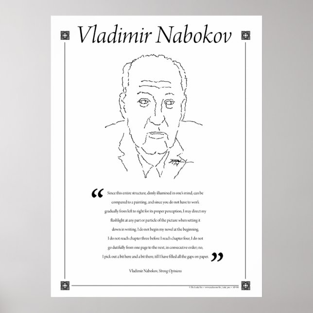 Vladimir Nabokov Escrevendo Cotação Poster (Frente)