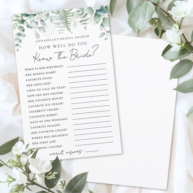 Você Conhece a Noiva Jogo de Chá de Noiva (Do You Know The Bride Bridal Shower Game )