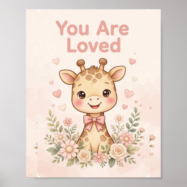 Você É Amado Poster de Berçário de Girafa (Frente)