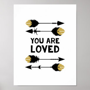 Você é amado - preto e Dourado - Impressão Poster