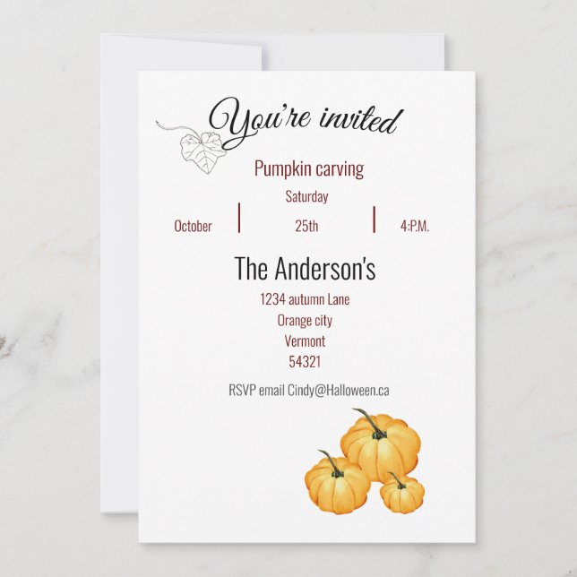 Você é convidado para um convite de abóbora (Frente)